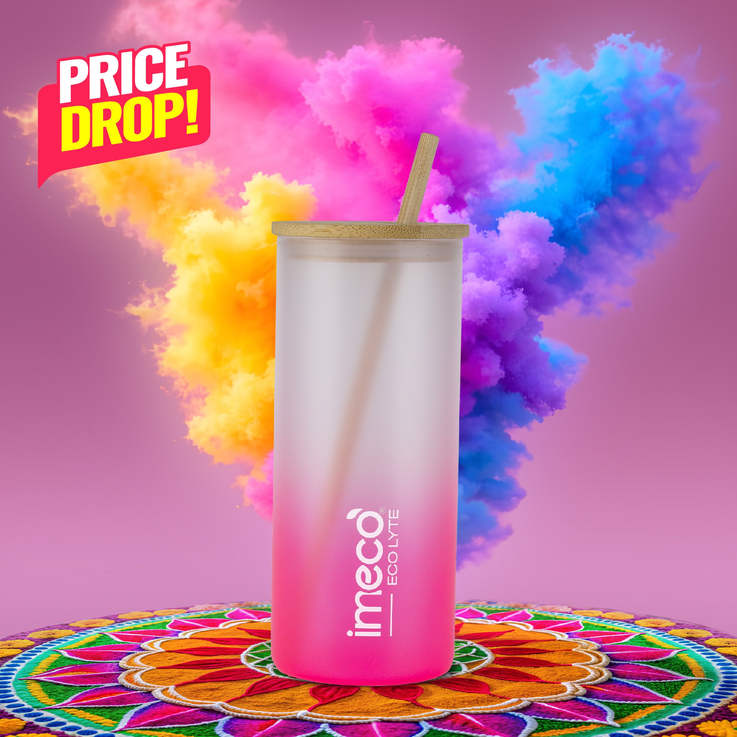 ECO LYTE Gradient Glass Sipper with Straw (600 ml)