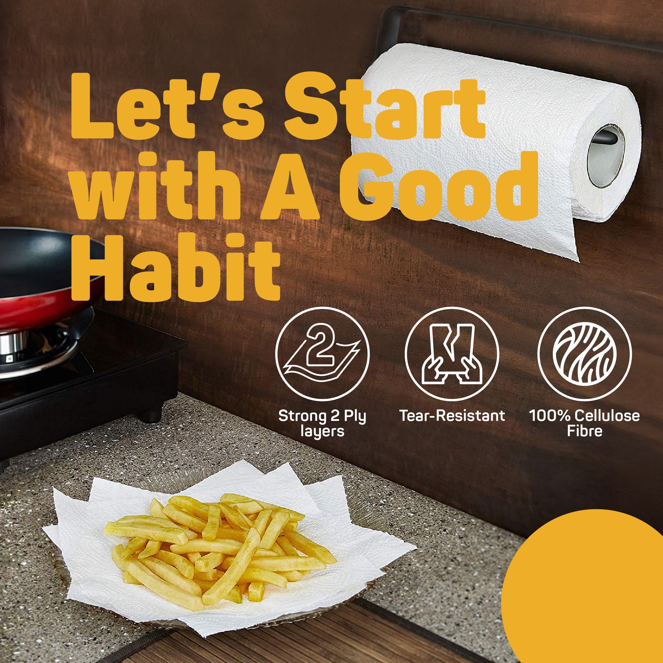 Good Habbit Kitchen Tissues – Highly Absorbent & 2 Ply (60 Pulls) - Imeco India