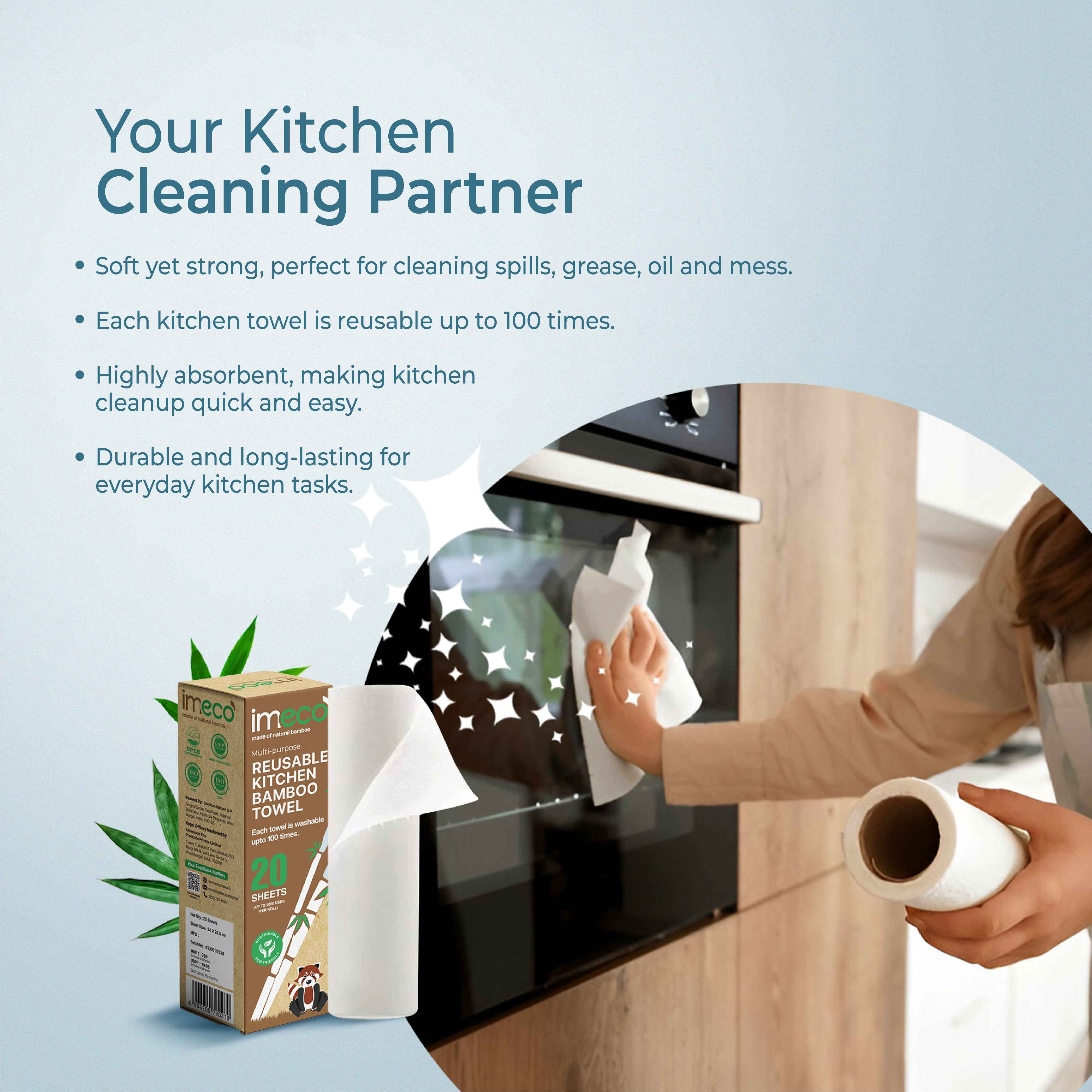 Bamboo Kitchen Towel Roll Combo (Pack of 2) with Free Bamboo Cutlery Set – Ultimate Kitchen Combo