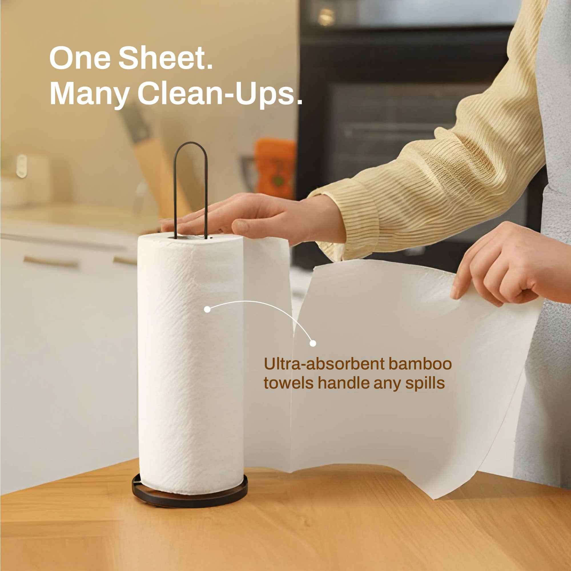 Ultra-Soft & Reusable Bamboo Kitchen Towel Roll (20 Sheets, Pack of 2) - Imeco India