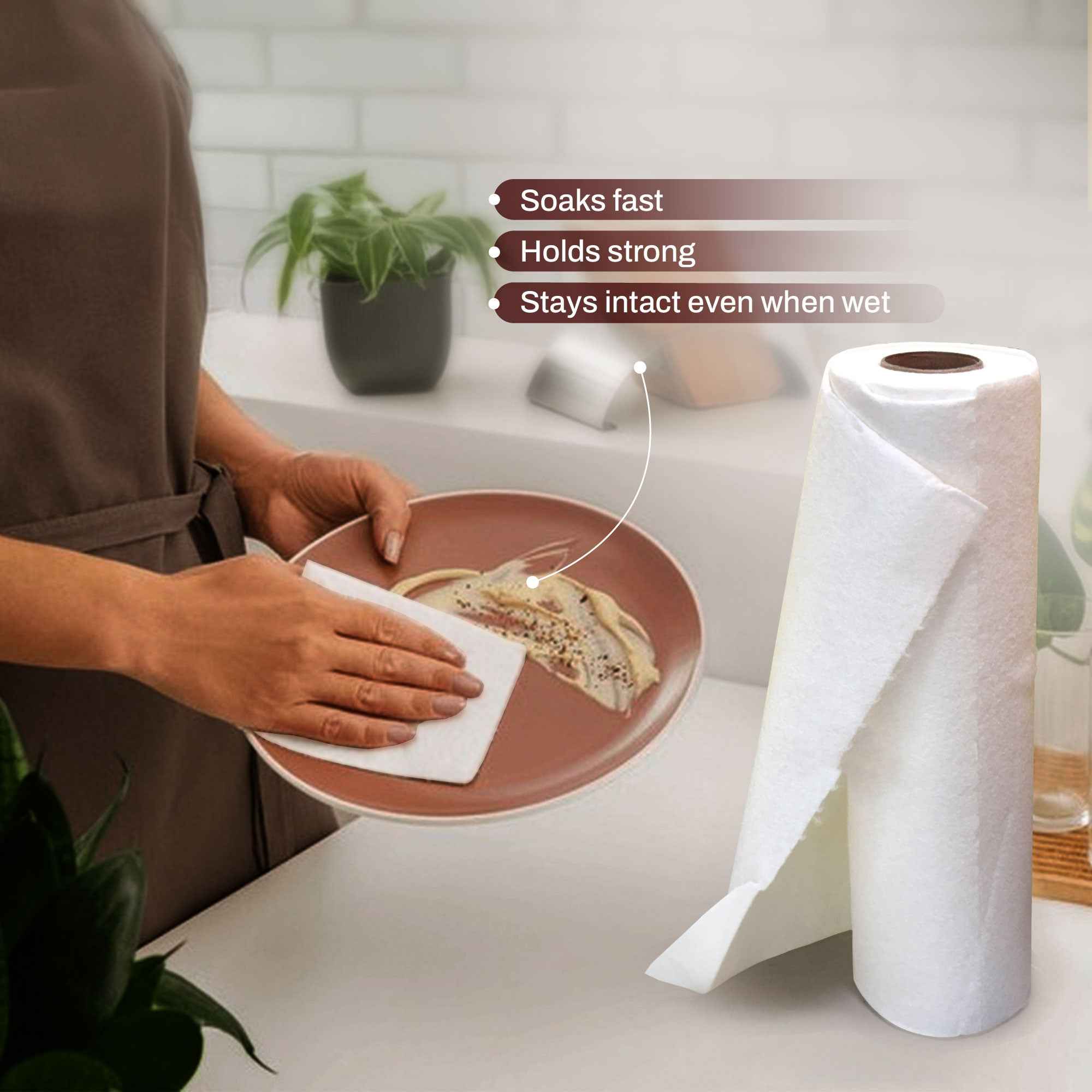 Ultra-Soft & Reusable Bamboo Kitchen Towel Roll (20 Sheets, Pack of 2) - Imeco India