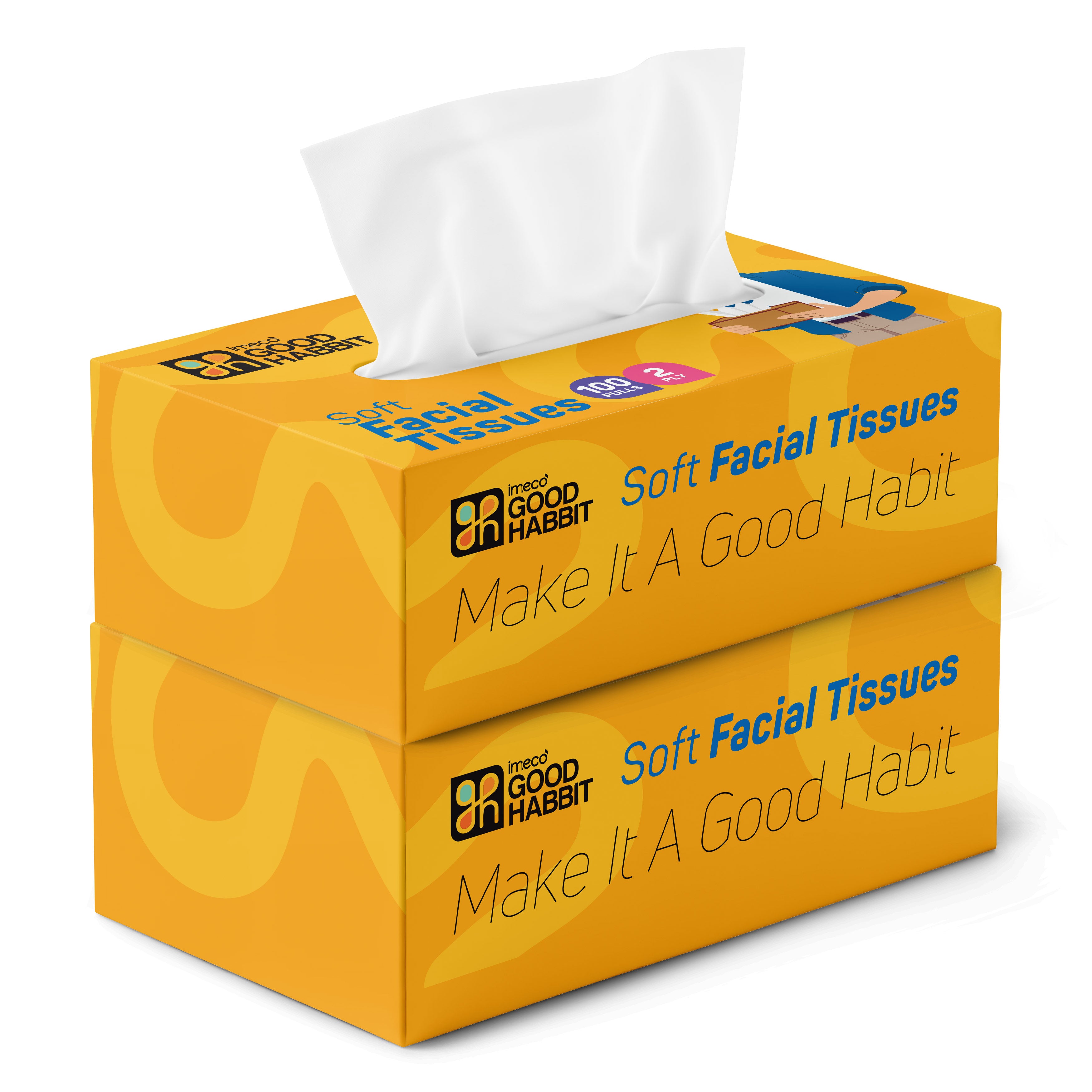 Good Habbit Soft Facial Tissue Box – Extra Soft & 2 Ply (Yellow)