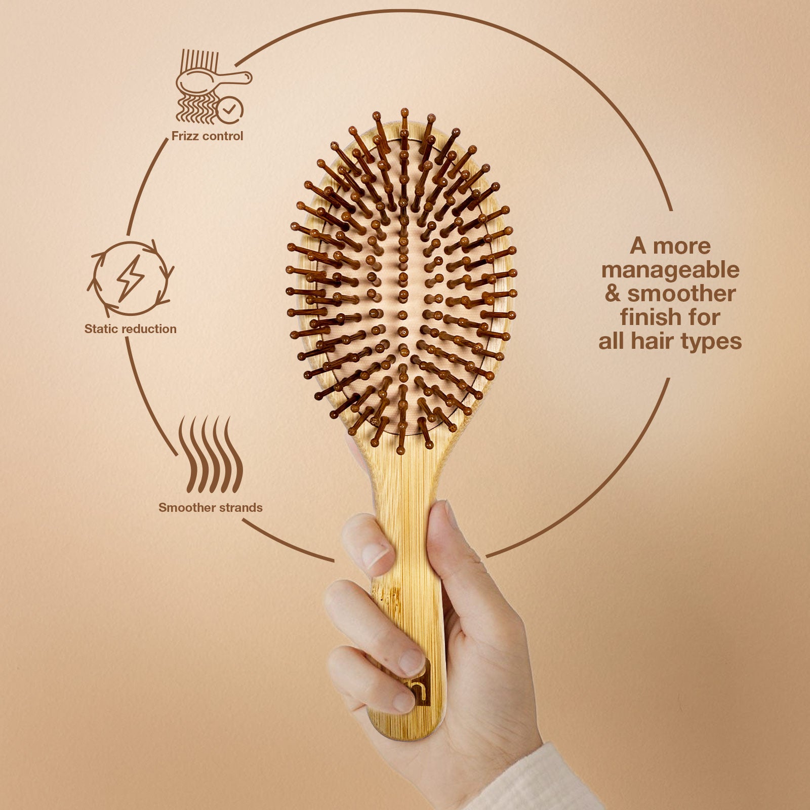 Anti-Static Bamboo Paddle Hair Brush (Oval) - Imeco India