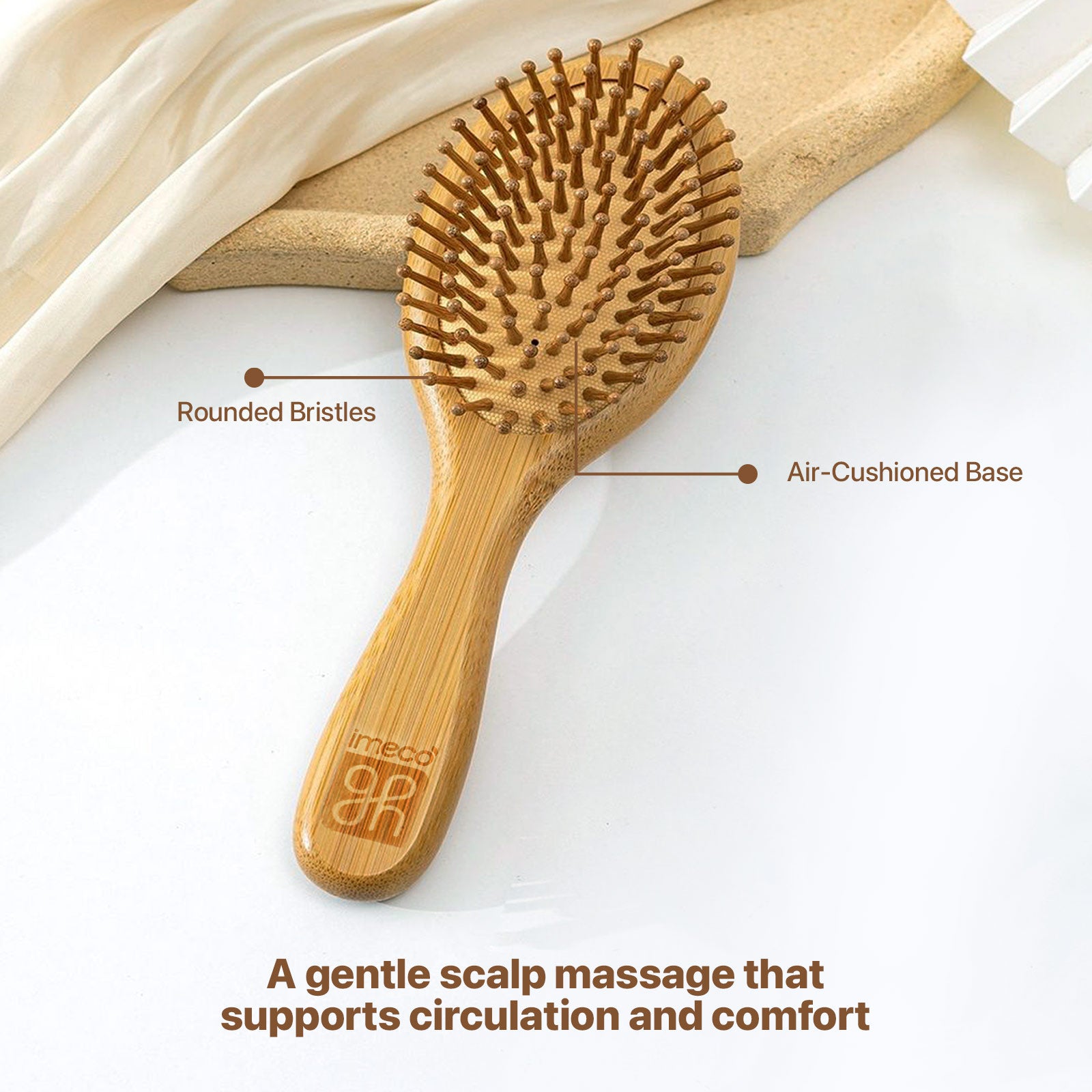 Anti-Static Bamboo Paddle Hair Brush (Oval) - Imeco India