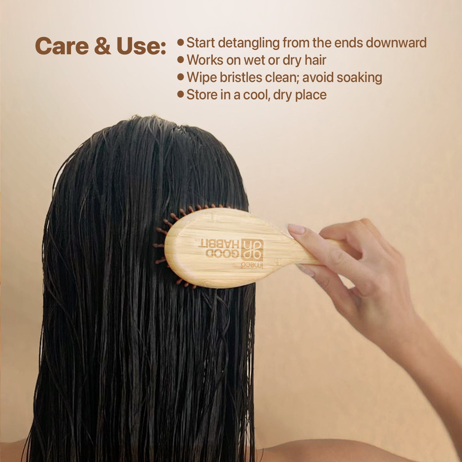 Anti-Static Bamboo Paddle Hair Brush (Oval) - Imeco India