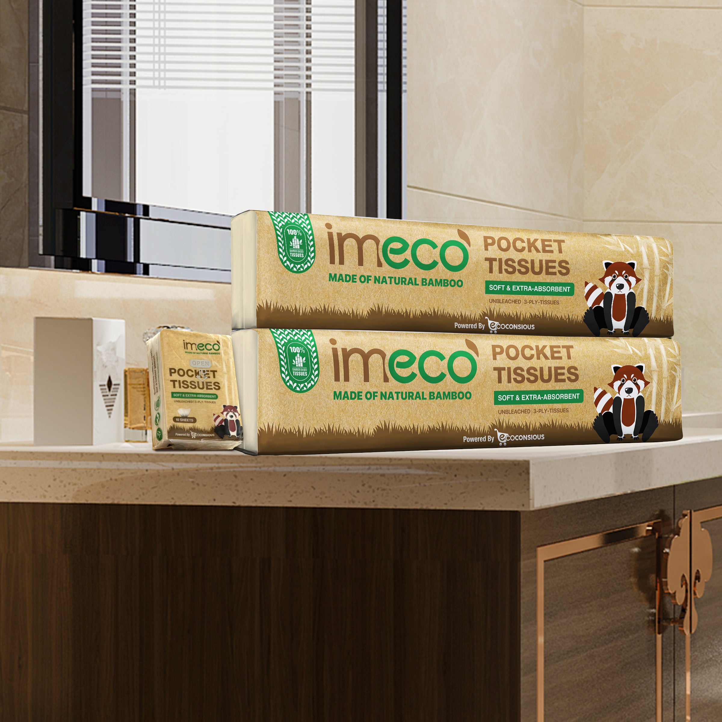 Ultra-Soft Bamboo Pocket Tissues (100 Pulls, Pack of 2)