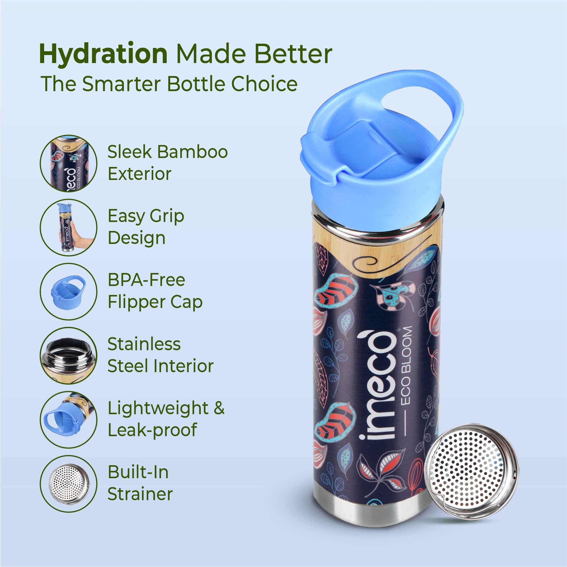 Bamboo Office Desk Essentials - ECO BLOOM Bamboo Water Bottle with Mobile Stand, Bamboo Diary with Pen and Pocket Tissue (2 Pack)