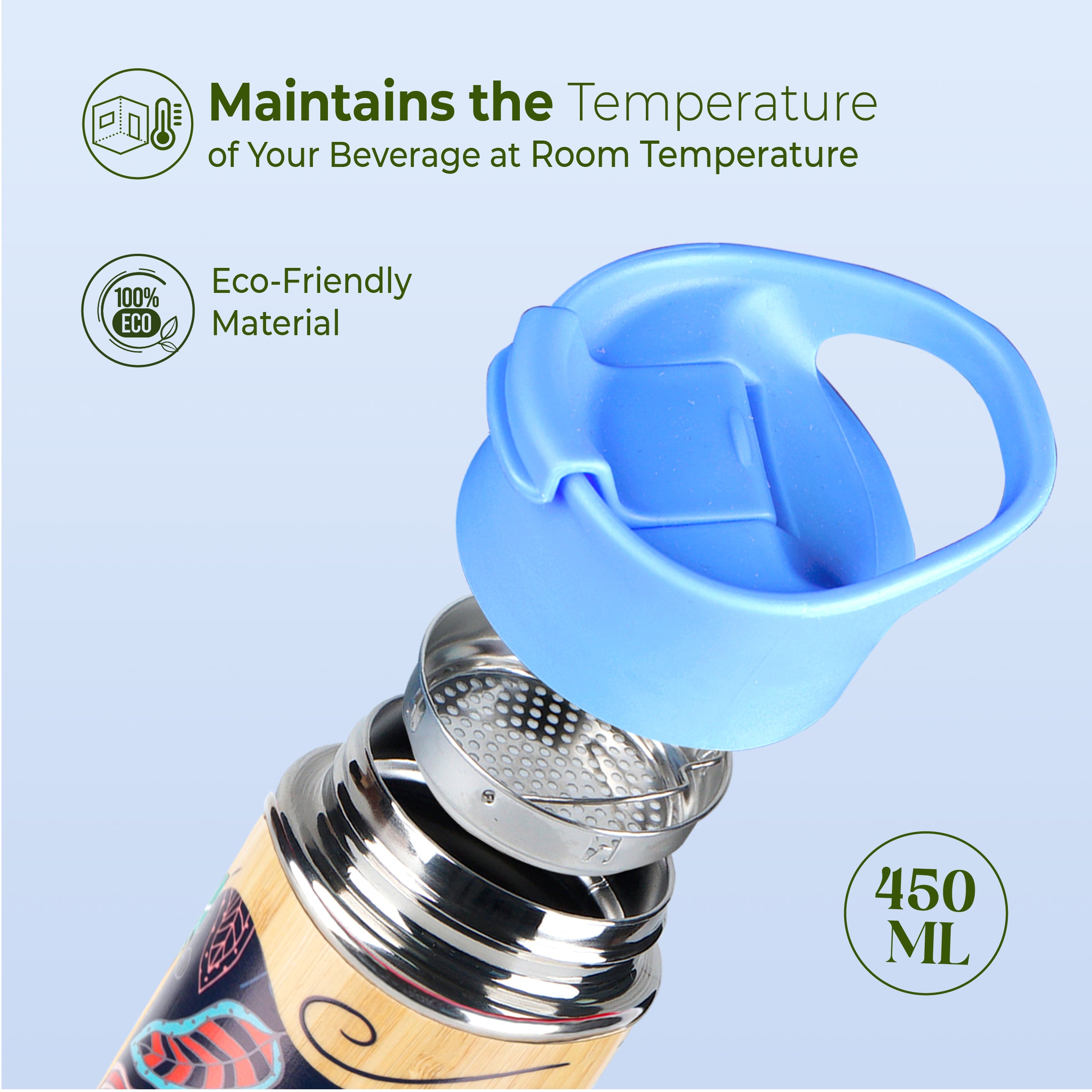 ECO-BLOOM Bamboo Printed Water Bottle (450 ml) - Imeco India