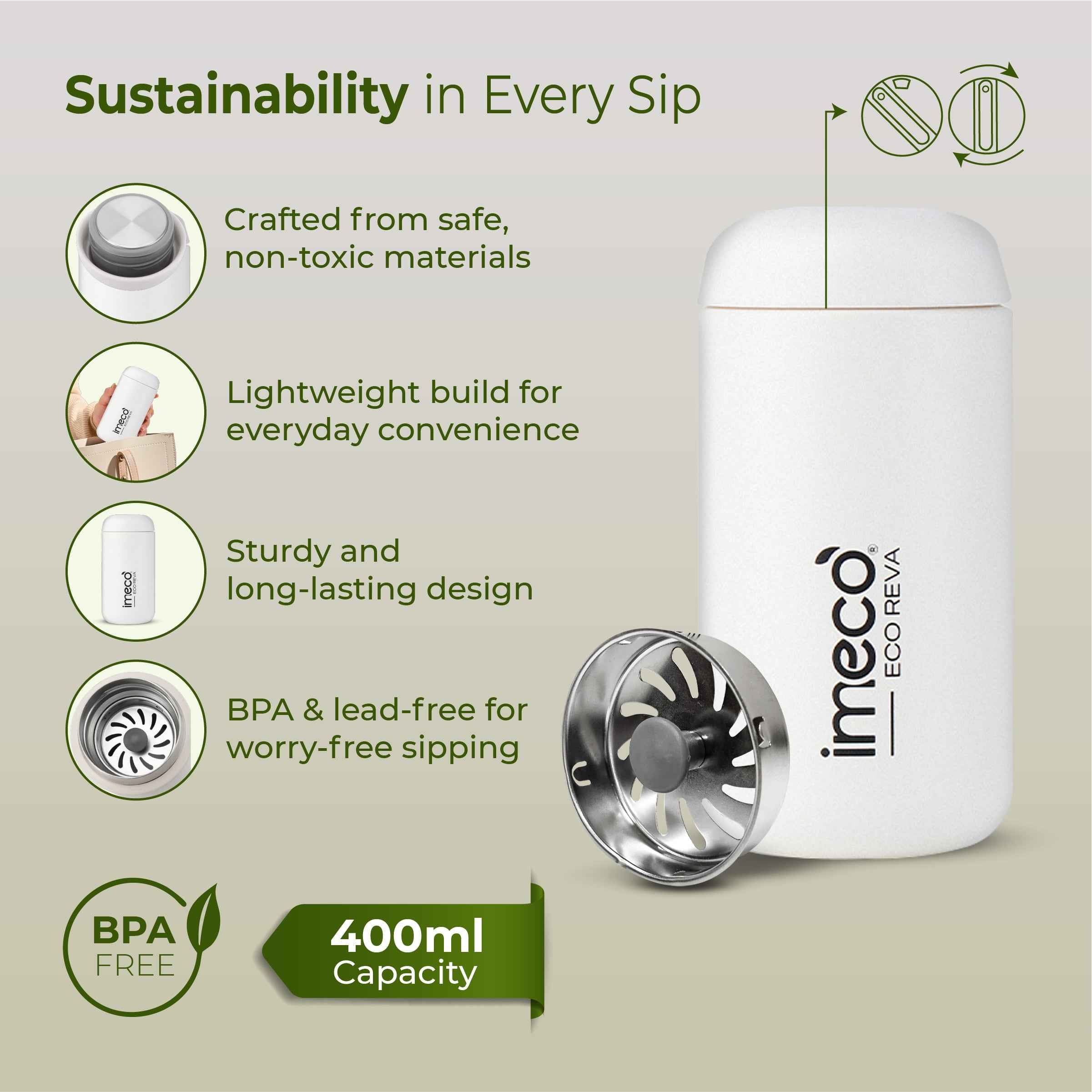 ECO REVA Stainless Steel Water Bottle (400 ml)