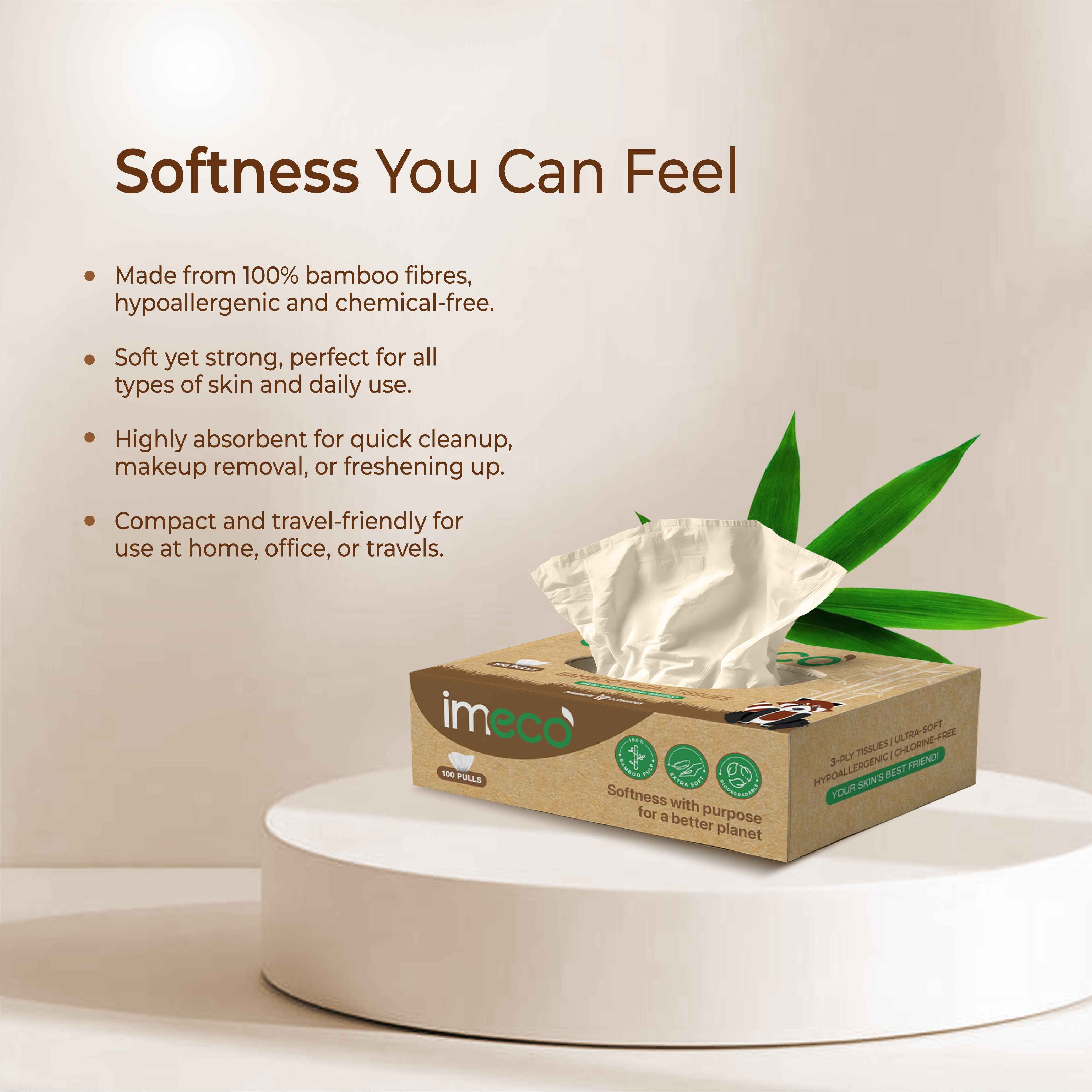 Everyday Bamboo Care Essentials - Toilet Tissue Roll, Kitchen Towel, Facial Tissue with 1 Free Pocket Tissue