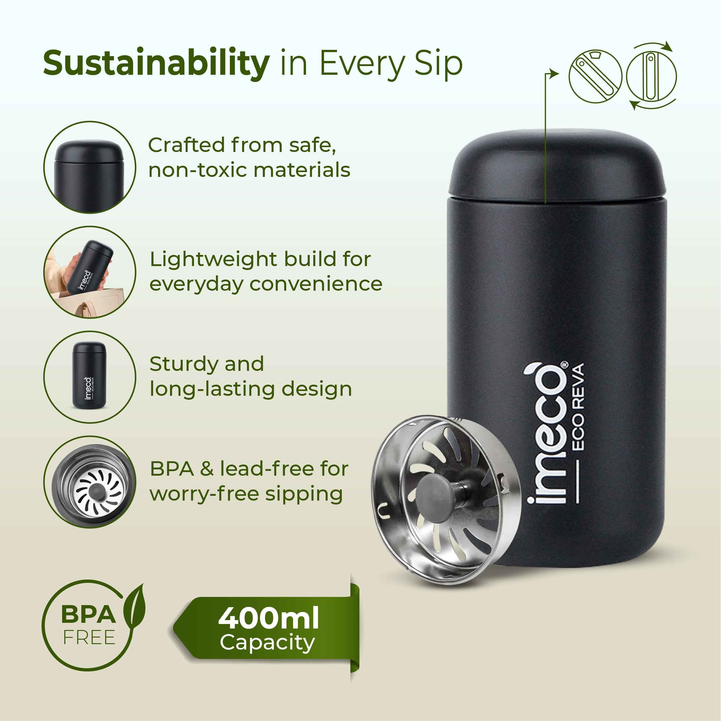 ECO REVA Stainless Steel Water Bottle (400 ml)