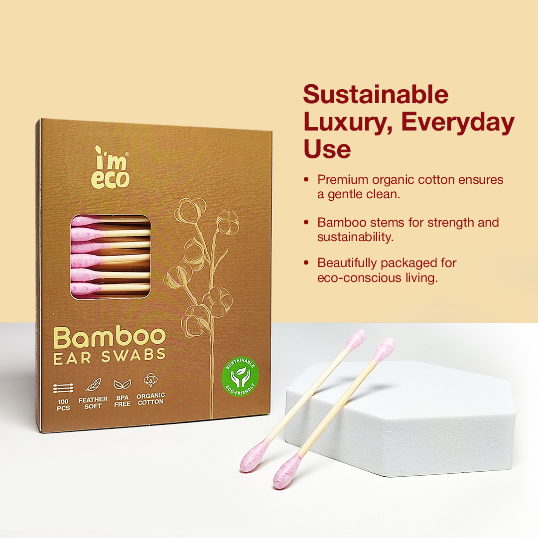 Soft & Biodegradable Bamboo Cotton Ear Swabs (100 Swabs)