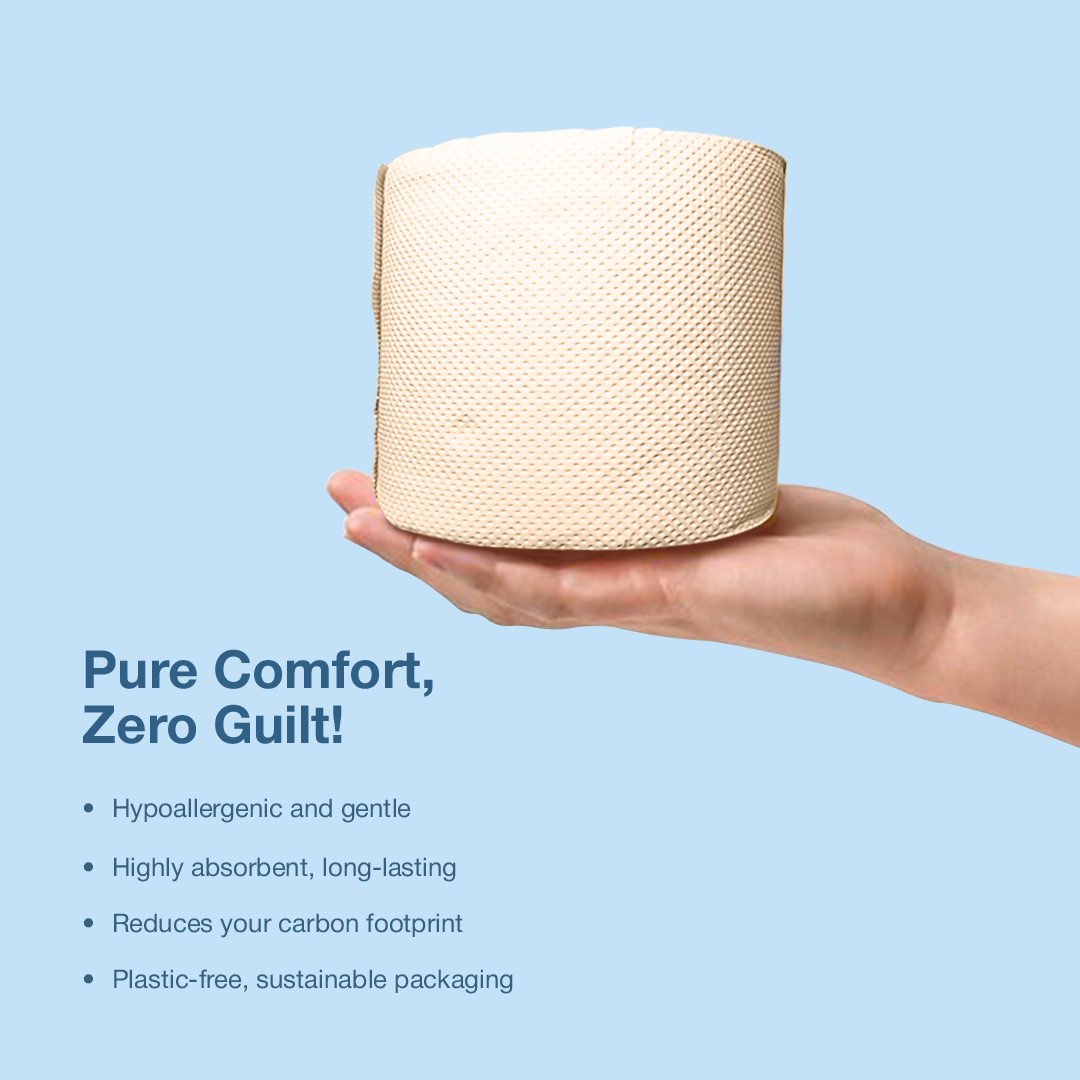 Hypoallergenic 3 Ply Bamboo Toilet Tissue Rolls (220 Pulls)