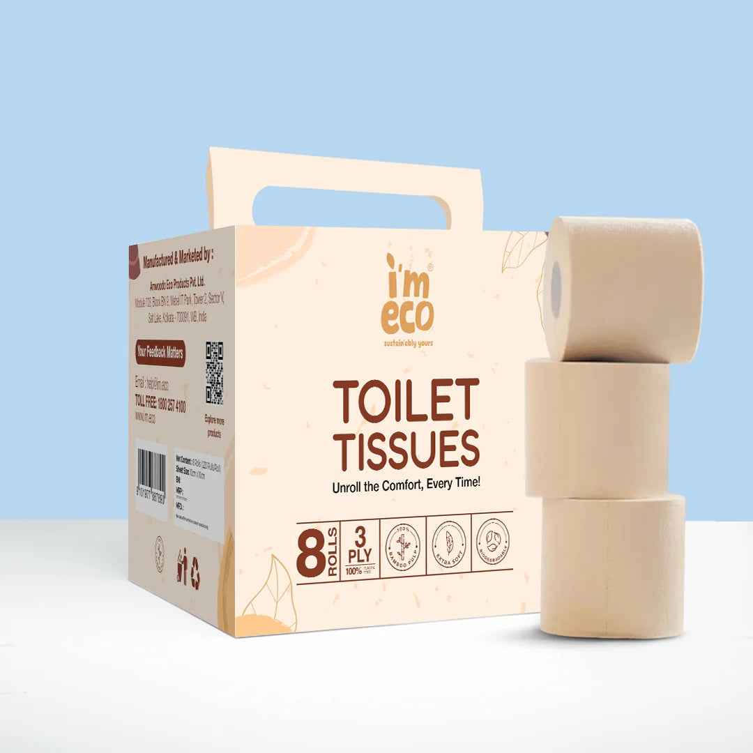 Hypoallergenic 3 Ply Bamboo Toilet Tissue Rolls (220 Pulls)