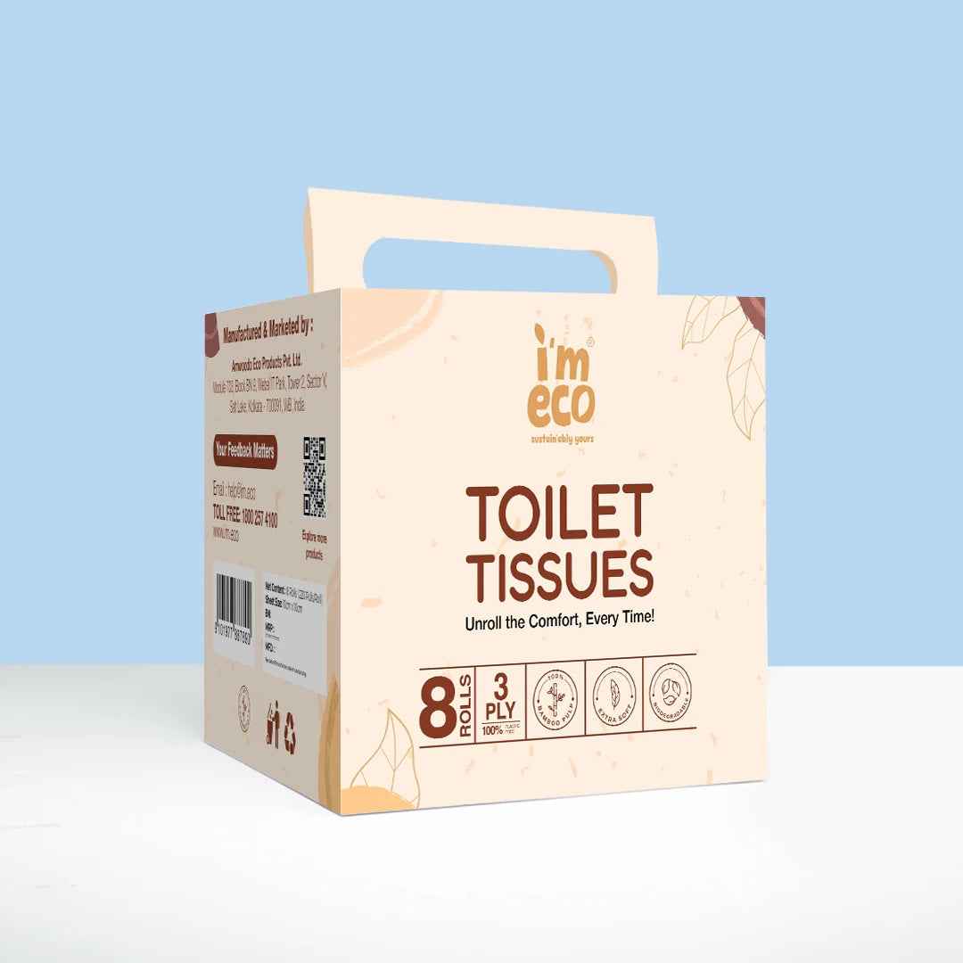 Hypoallergenic 3 Ply Bamboo Toilet Tissue Rolls (220 Pulls)