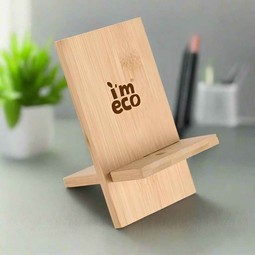 Compact Bamboo Mobile Stand with Hands-Free Comfort