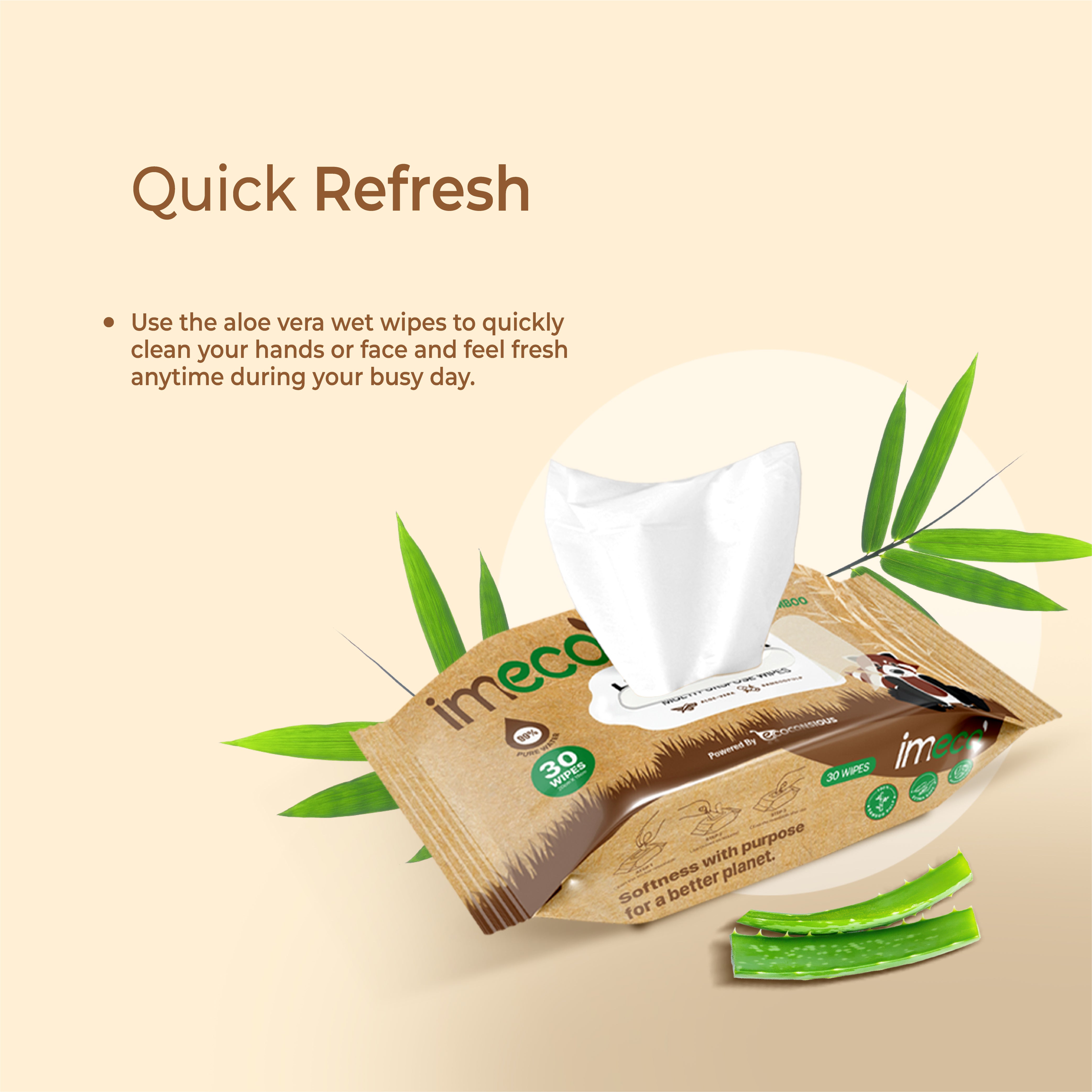 ECO BLOOM Bamboo Water Bottle with Mobile Stand, Pen Stand & Aloe Vera Wet Wipes - Office Essentials Combo - Imeco India
