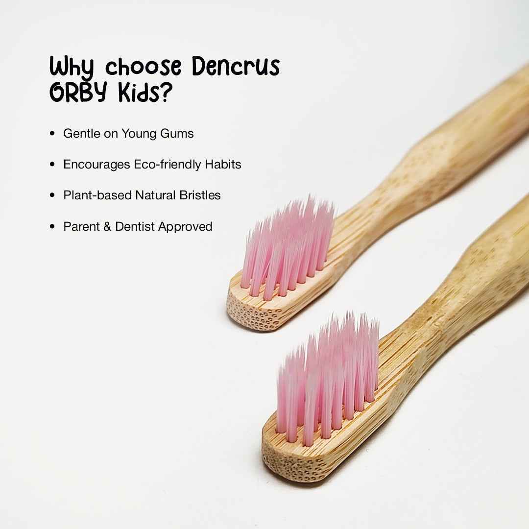 Orby Kids Bamboo Toothbrush – Soft, Safe & Colorful (Pink)