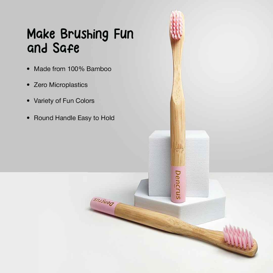 Orby Kids Bamboo Toothbrush – Soft, Safe & Colorful (Pink)