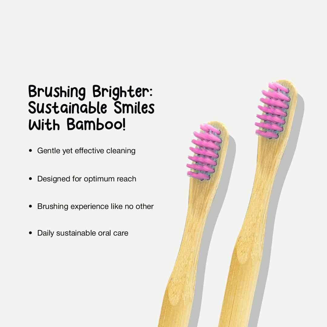 Orby Kids Bamboo Toothbrush – Soft, Safe & Colorful (Pink)