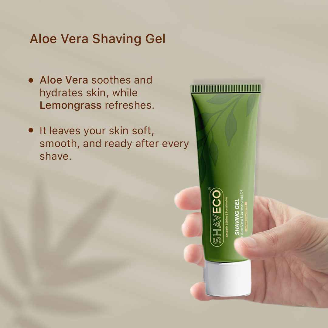 Bamboo Edge 3 Razor & Aloevera Shaving Gel with Free 1 Set Cartridge - Eco-Friendly Grooming Combo