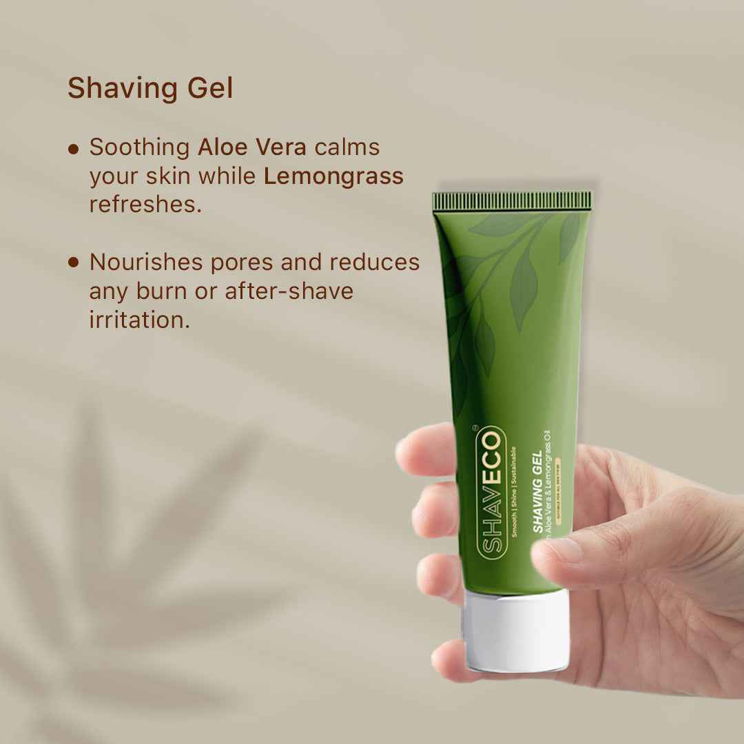 Shaving Gel with Aloe Vera & Lemongrass (100 gm Tube) – Free 2 Razors + 1 Cartridge