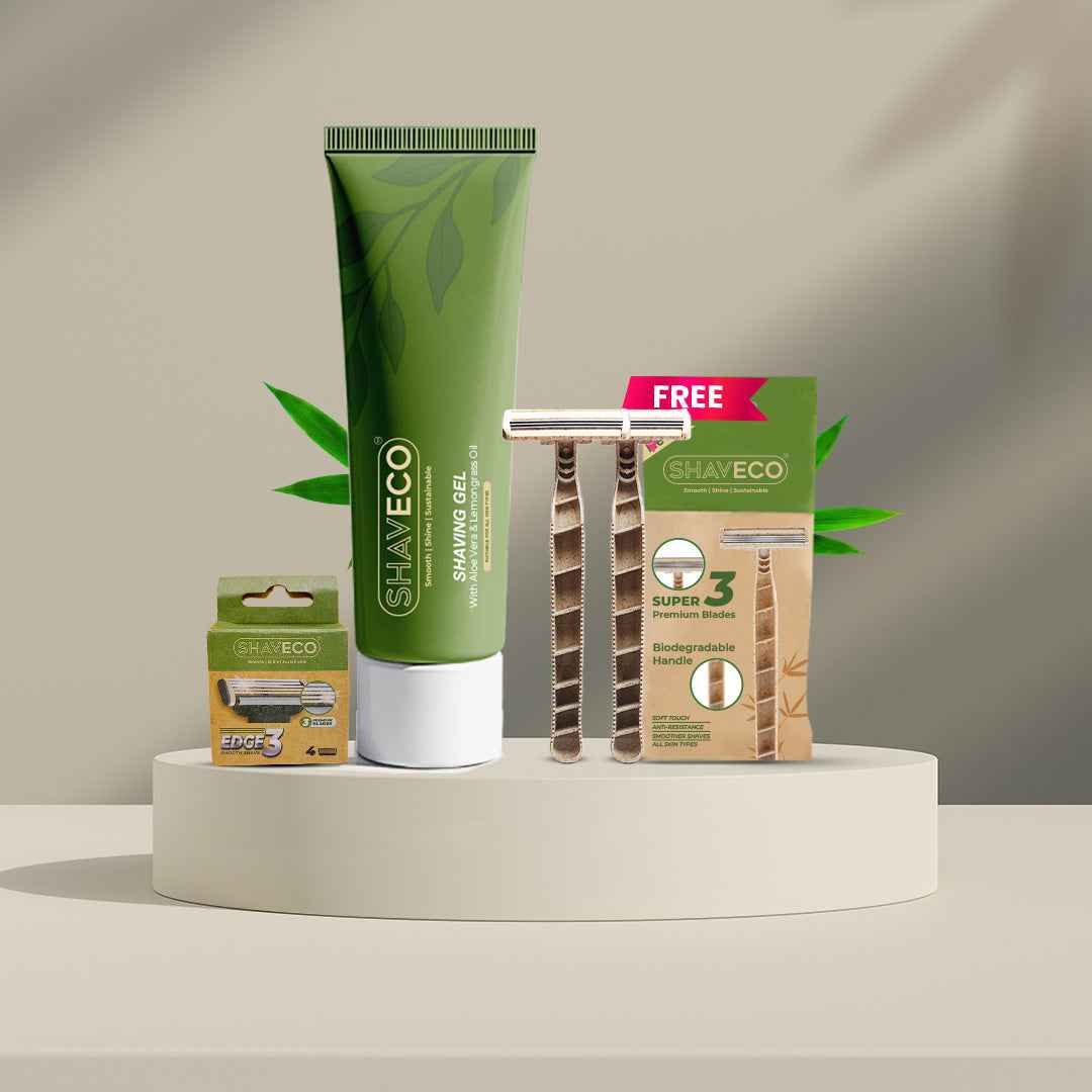 Shaving Gel with Aloe Vera & Lemongrass (100 gm Tube) – Free 2 Razors + 1 Cartridge