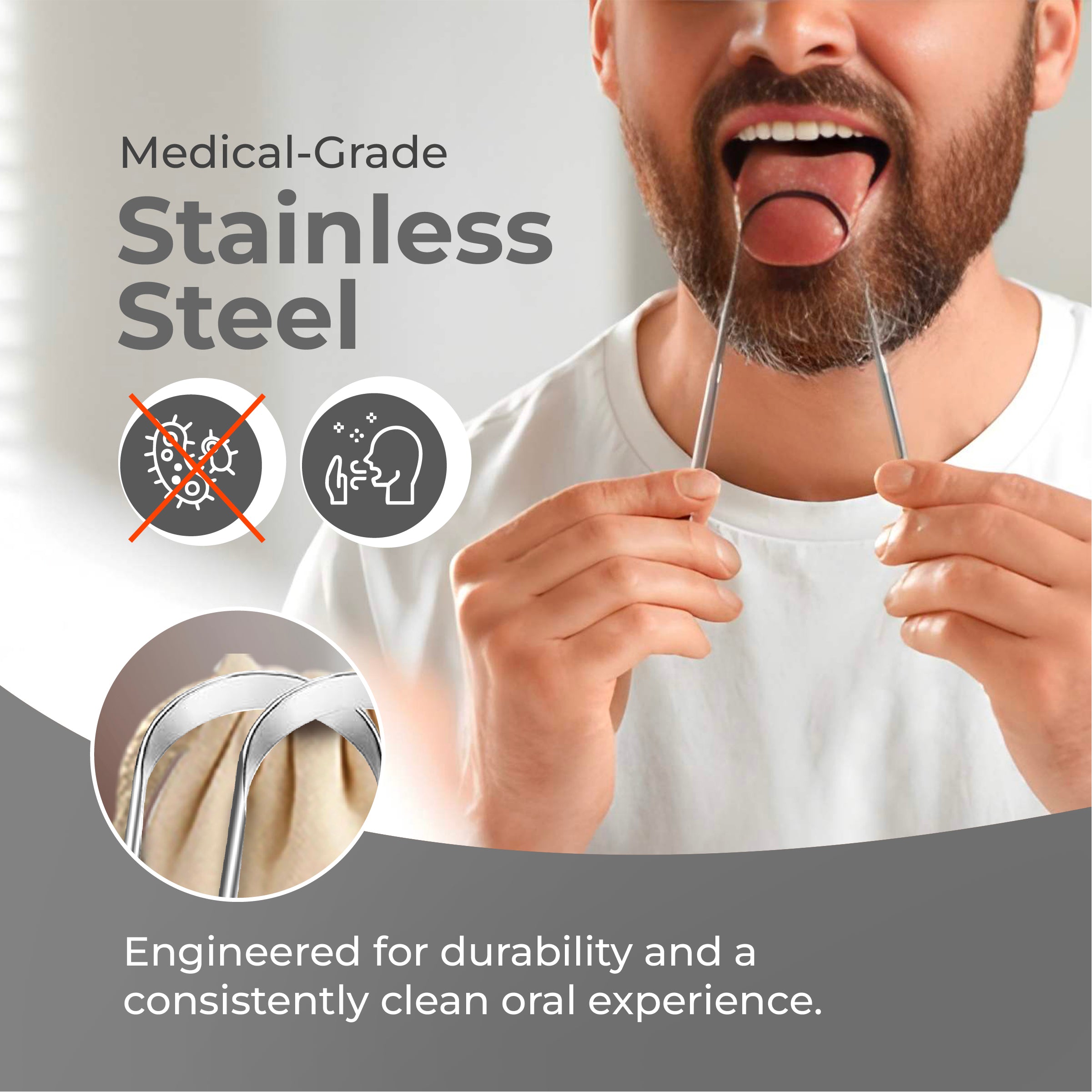 Stainless Steel Tongue Cleaner (Pack of 2)