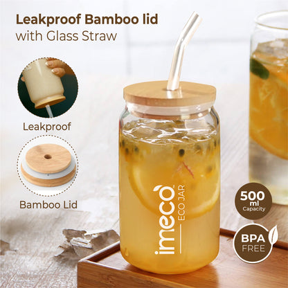 ECO JAR Glass Sipper with Bamboo Lid