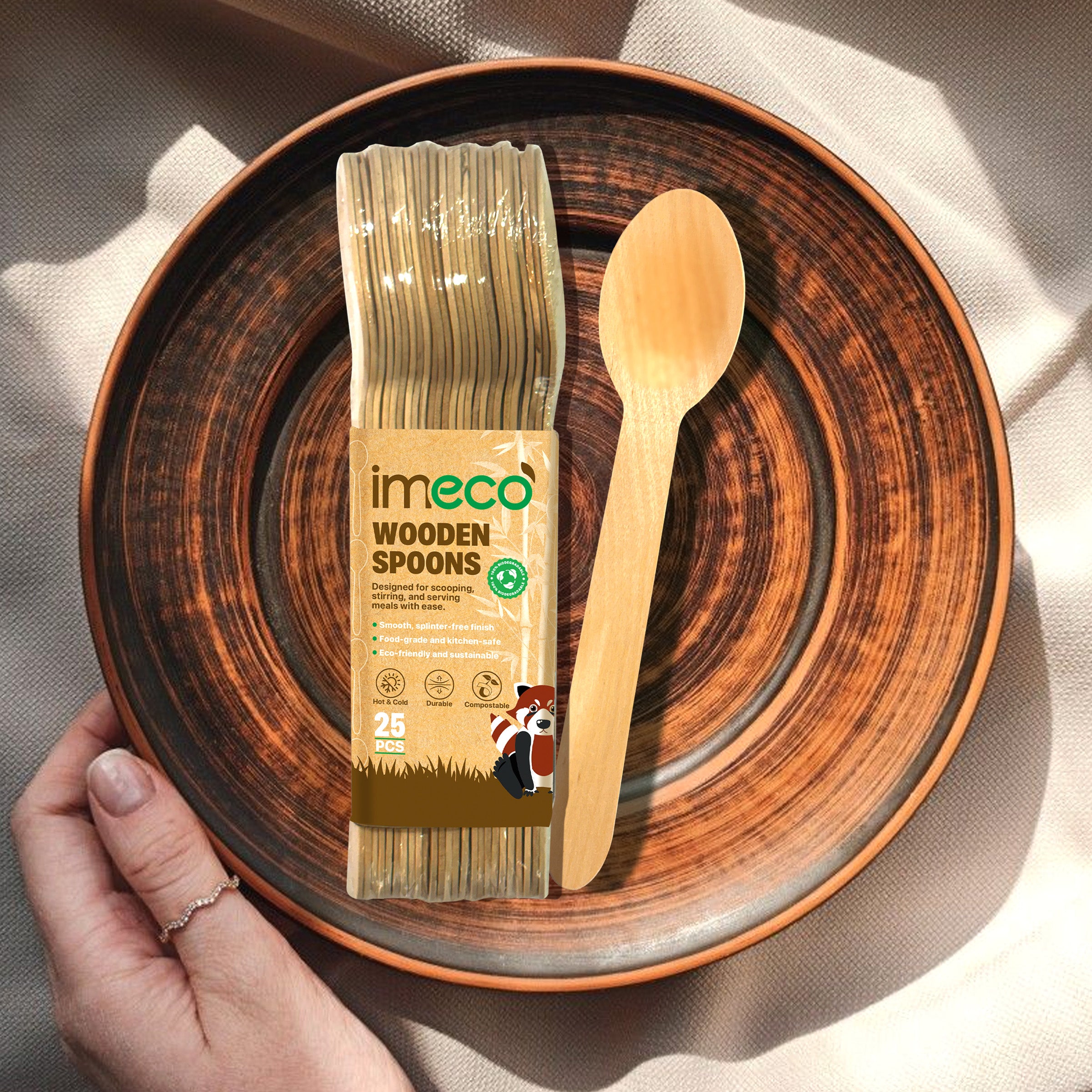 Wooden Disposable Splinter-Free Spoons – Pack of 25