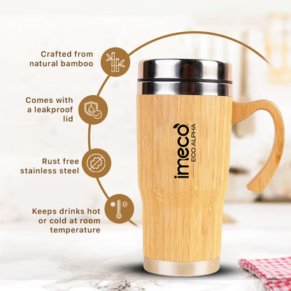 ECO-ALPHA Insulated Bamboo Coffee Mug (450 ml)