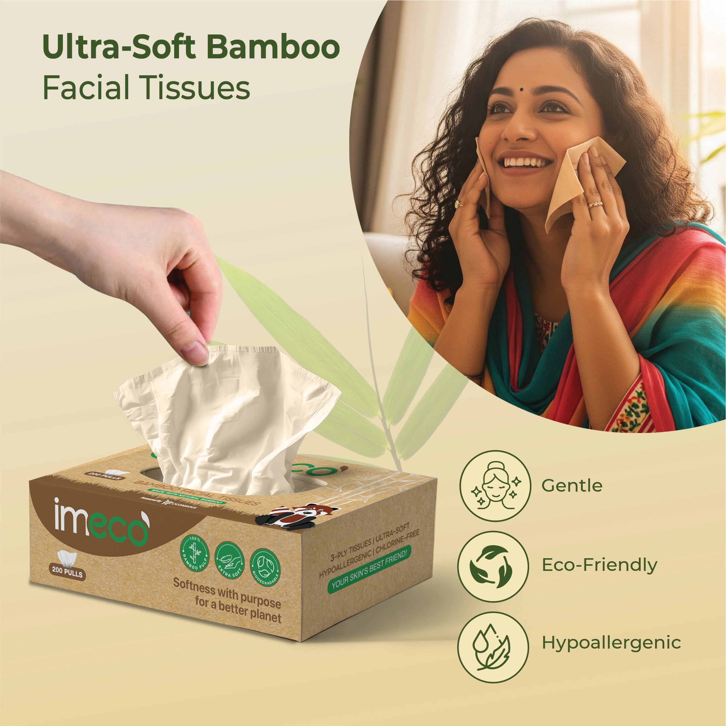 Comfort Corner Box – Bamboo Toilet Tissue + Bamboo Facial Tissue Box + Bamboo Pocket Tissues