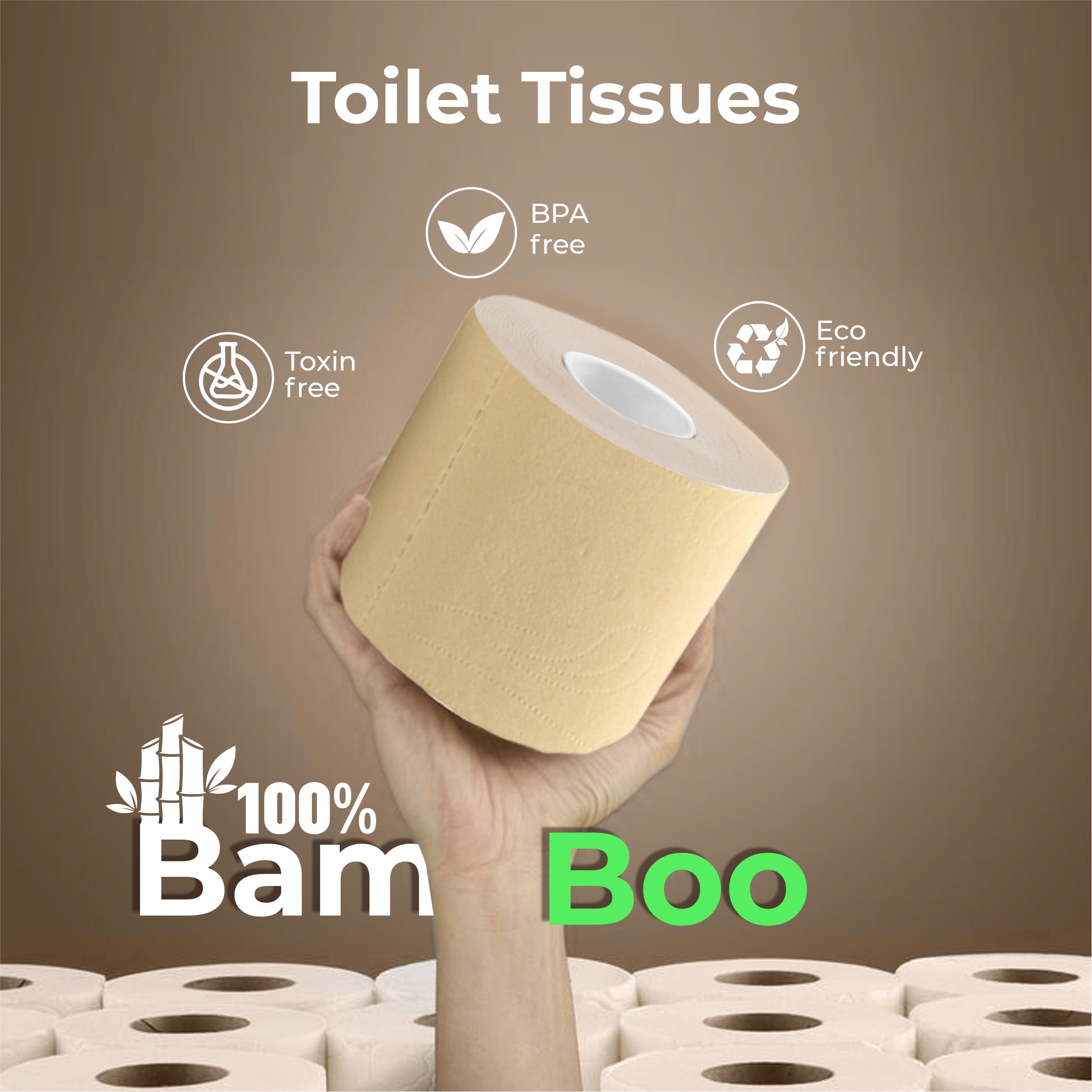 Hypoallergenic Bamboo Toilet Tissue Rolls (160 Pulls)