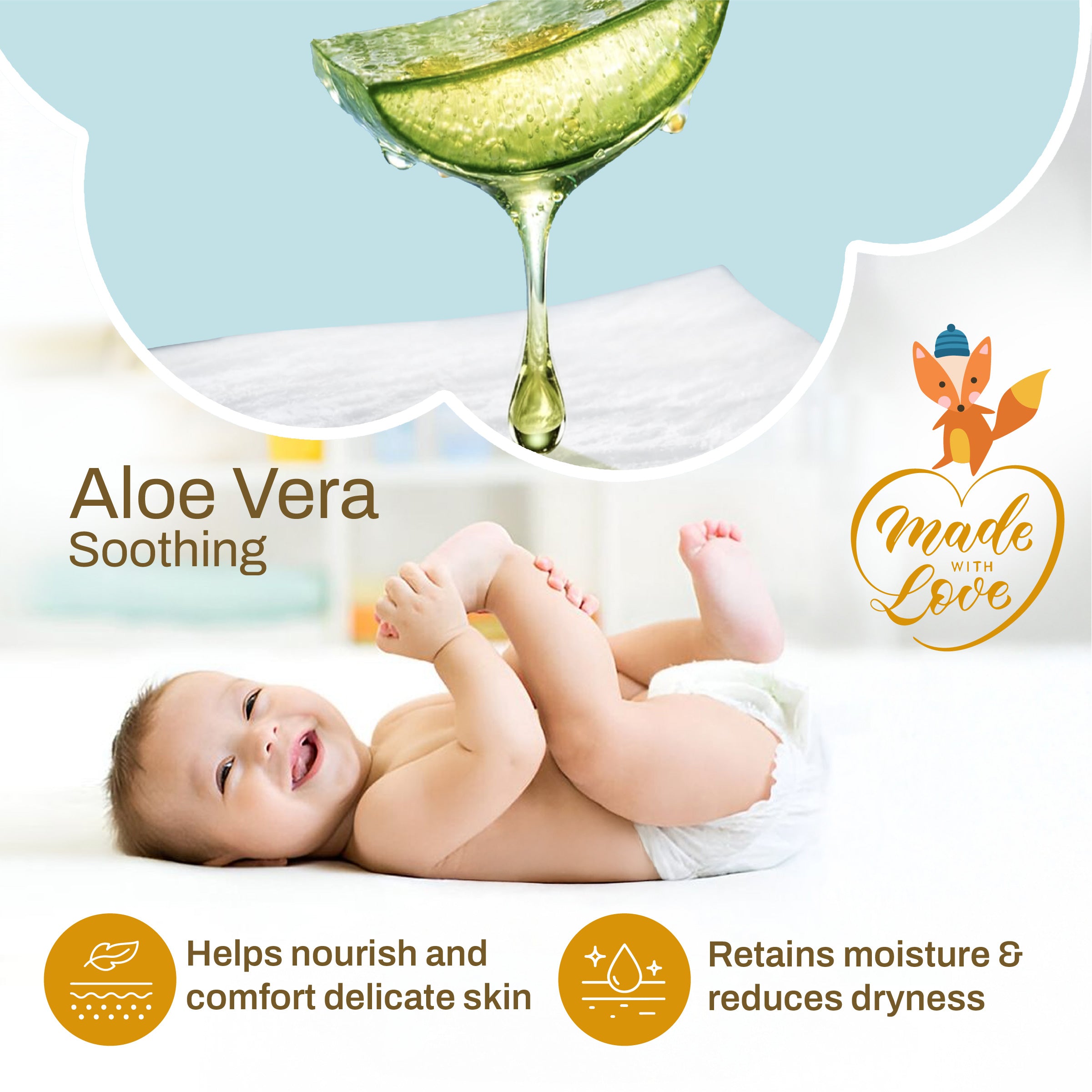 Baby Wet Wipes with Aloe Vera & Bamboo Pulp (72 Pulls)