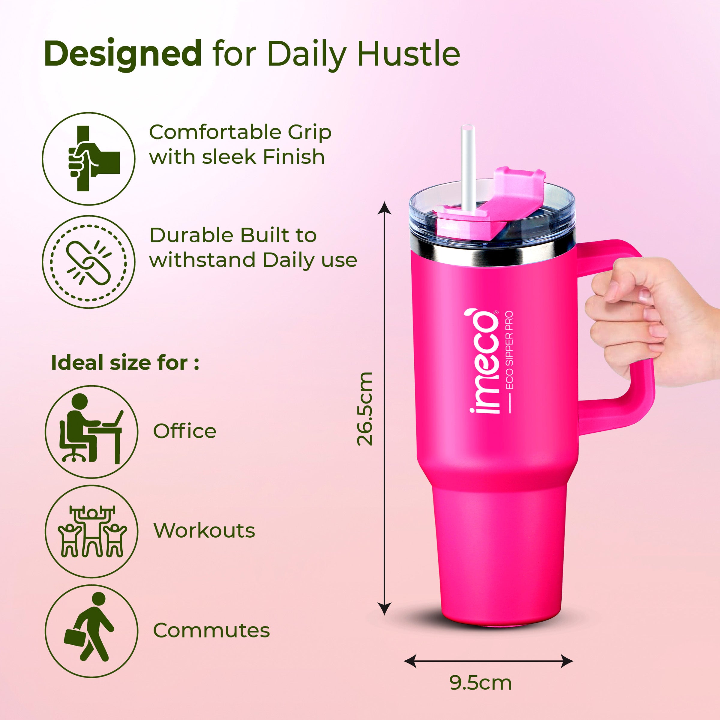 Home Hydration Trio – ECO JAR + ECO SIPPER PRO + ECO CRYST with Free Pocket Tissues - Imeco India