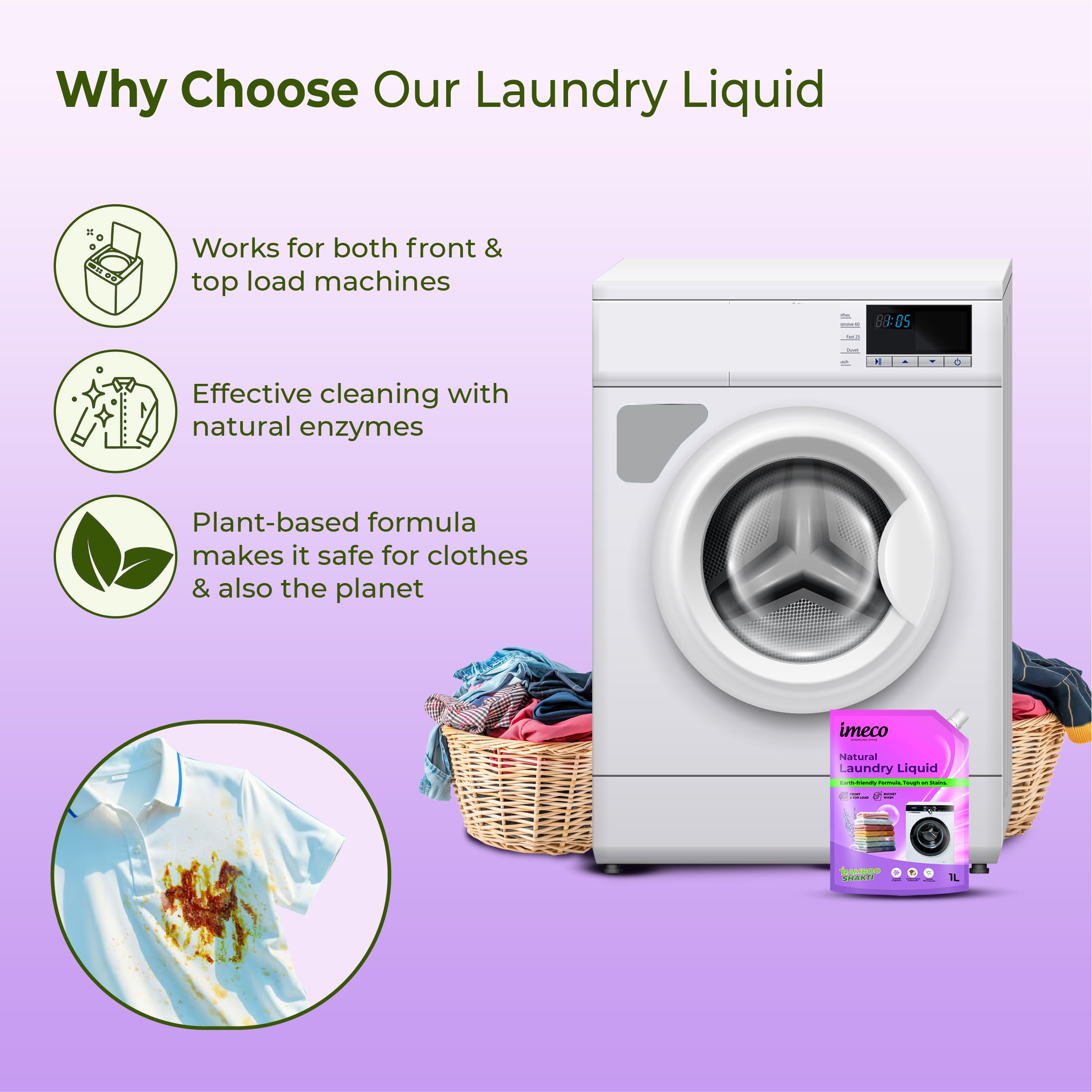 Natural Laundry Liquid – Coconut-Based Cleaning Power (1 Litre, Pouch)