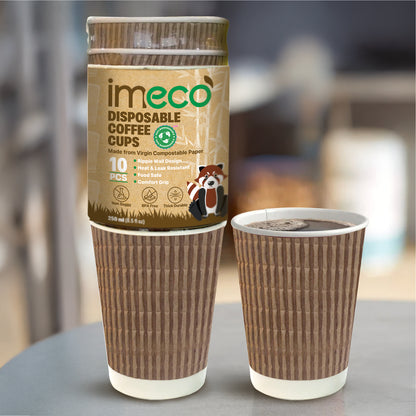 Ripple Wall Disposable Coffee Cups (250 ml) - Pack of 10