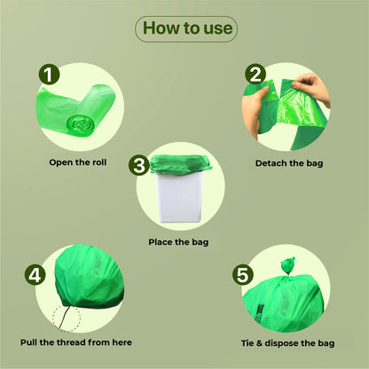Leakproof Garbage Bags with Drawstring