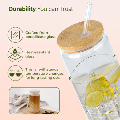 ECO JAR Glass Sipper with Bamboo Lid