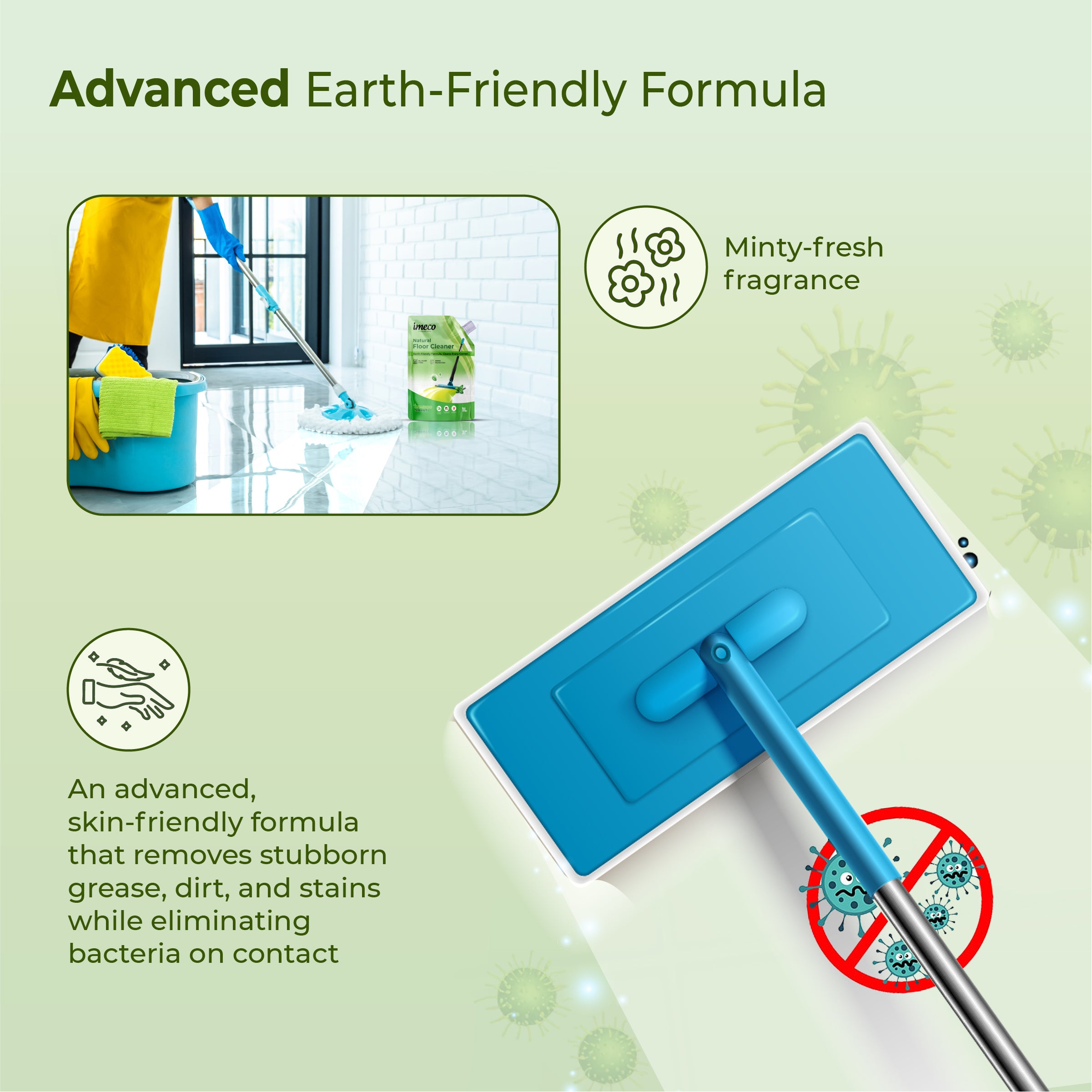 Natural Floor Cleaner – Lemongrass & Basil (1 Litre, Pouch)