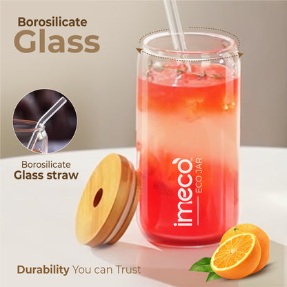 ECO JAR Glass Sipper with Bamboo Lid