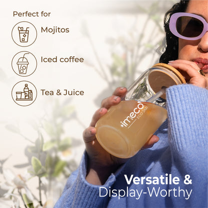 ECO JAR Glass Sipper with Bamboo Lid