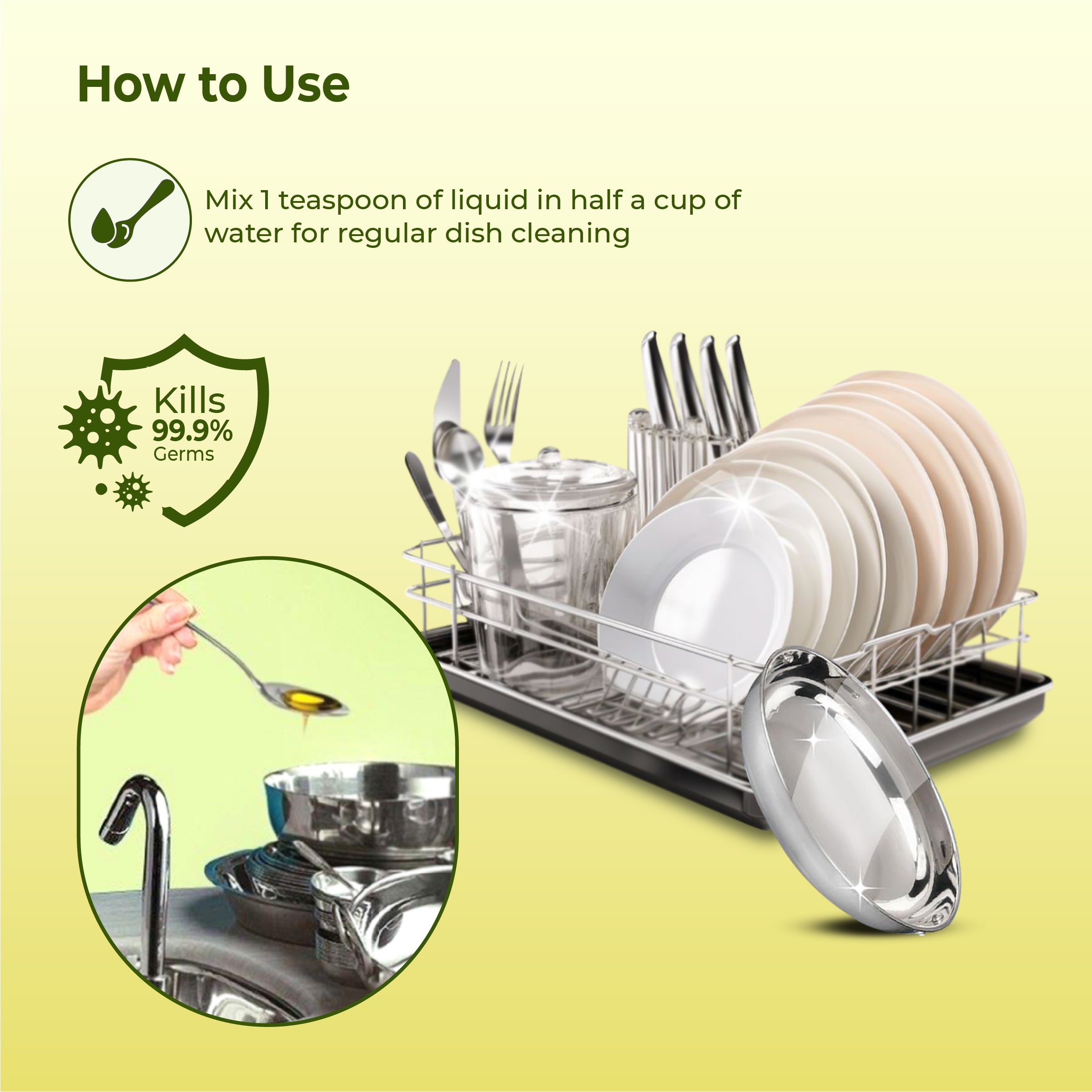 Natural Dishwash Liquid – Coconut-Based, Lemon Fresh (1 Litre, Pouch)