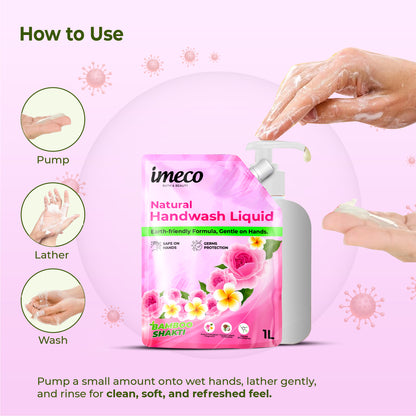 IMECO Natural Hand Wash – Kills 99% Germs (1 L, Pouch)