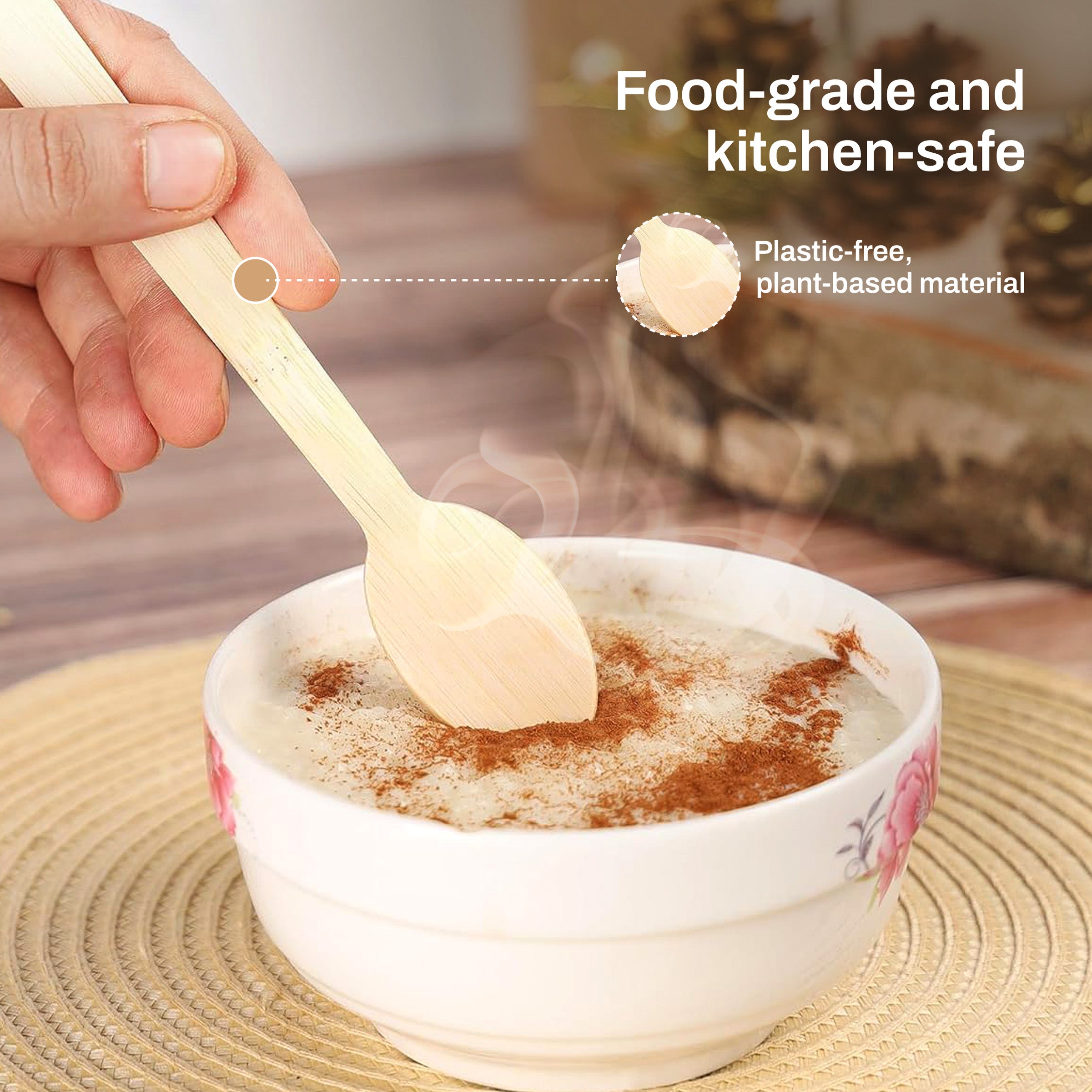 Wooden Disposable Splinter-Free Spoons – Pack of 25