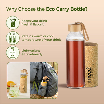 ECO CARRY Borosilicate Glass Water Bottle (500 ml)