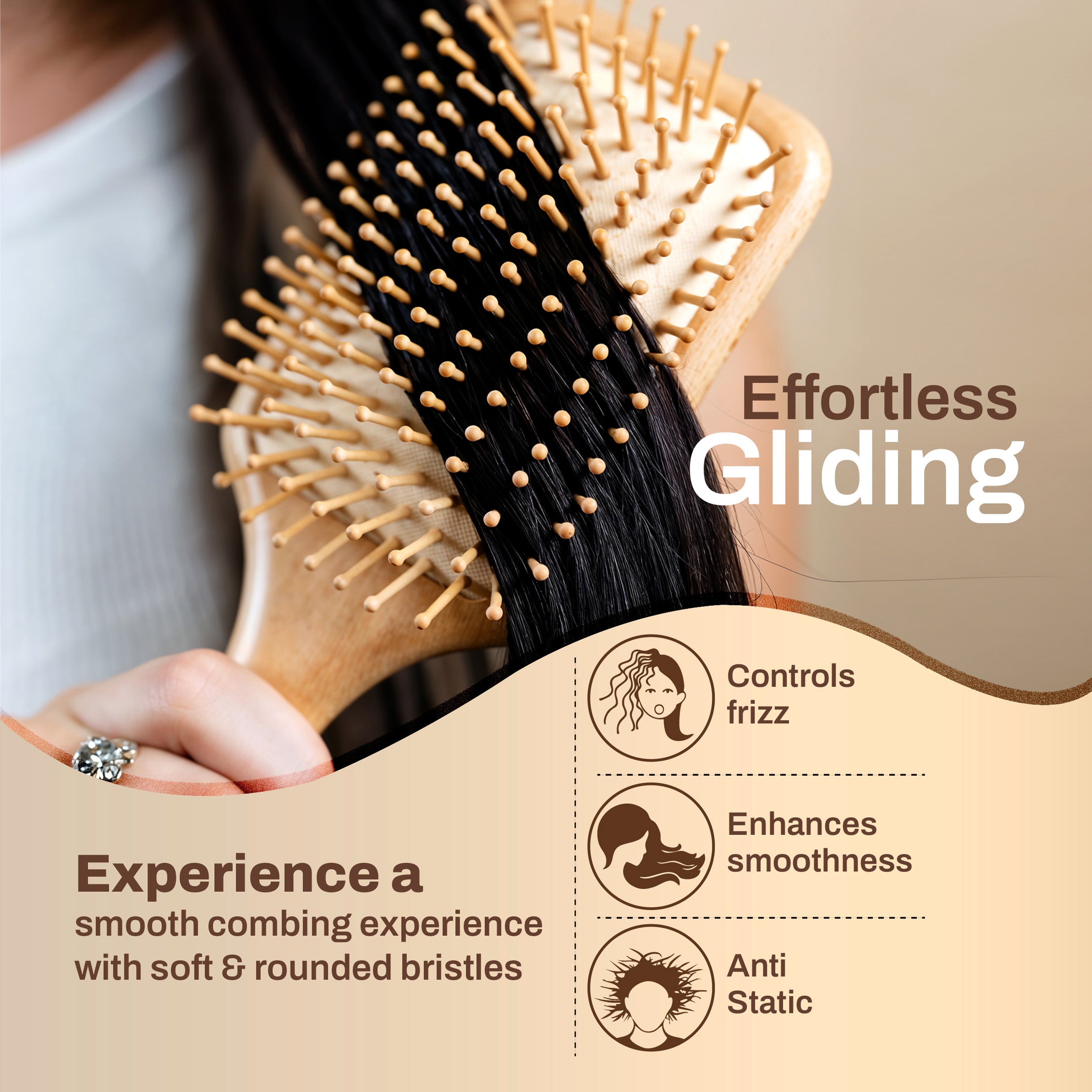 Anti-Static Bamboo Paddle Hair Brush