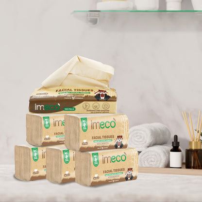 Ultra-Soft Bamboo Facial Tissues (100 Pulls, 6 Pack, Pack of 2) - Imeco India