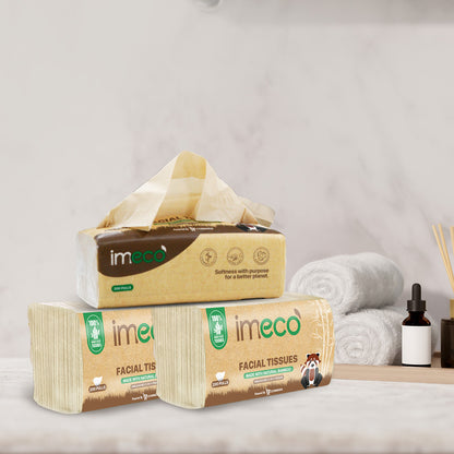 Ultra-Soft Bamboo Facial Tissues (200 Pulls, 3 Pack, Pack of 2) - Imeco India