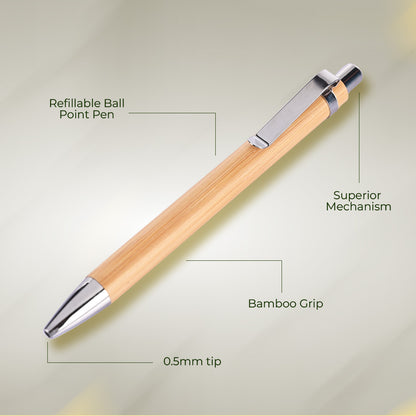 Bamboo Notebook with Pen (A5, Single Line, 100 Pages)